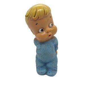 Vintage Blue Pajama Rubber Figurine Squeak Toy Combex England